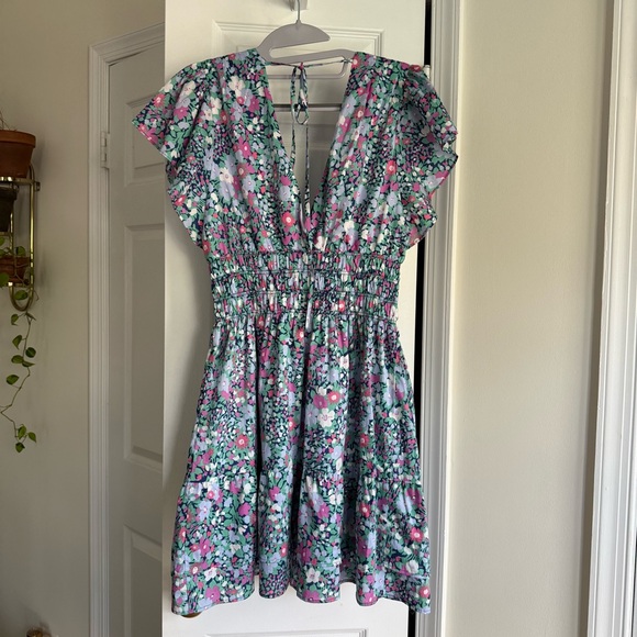 Rails Kimora Floral Cotton Minidress Flutter Sleeve Ruched Waist - Size Small - Picture 6 of 8